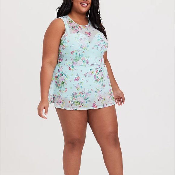 Torrid 6X Swim Dress Aqua Push Up Swimsuit Plus - Picture 5 of 6